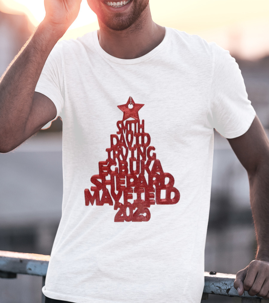 2025 Smith David Irving Egbuka Shepard Mayfield Christmas Tree T-Shirt