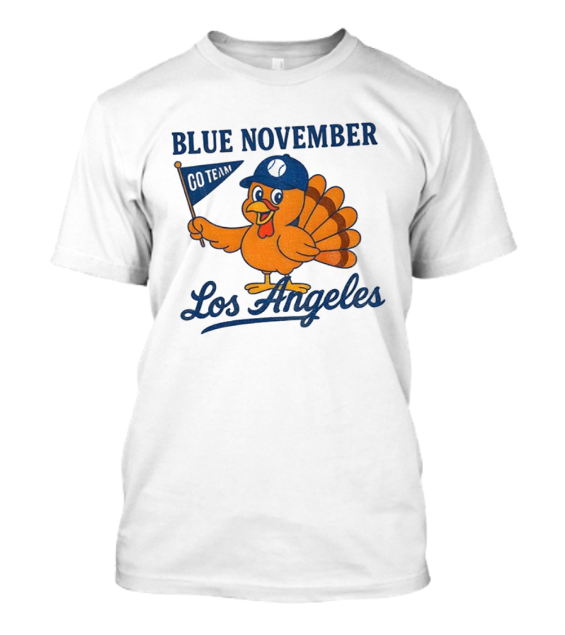 Los Angeles Blue November Thanksgiving Turkey Dodgers Baseball T-Shirt
