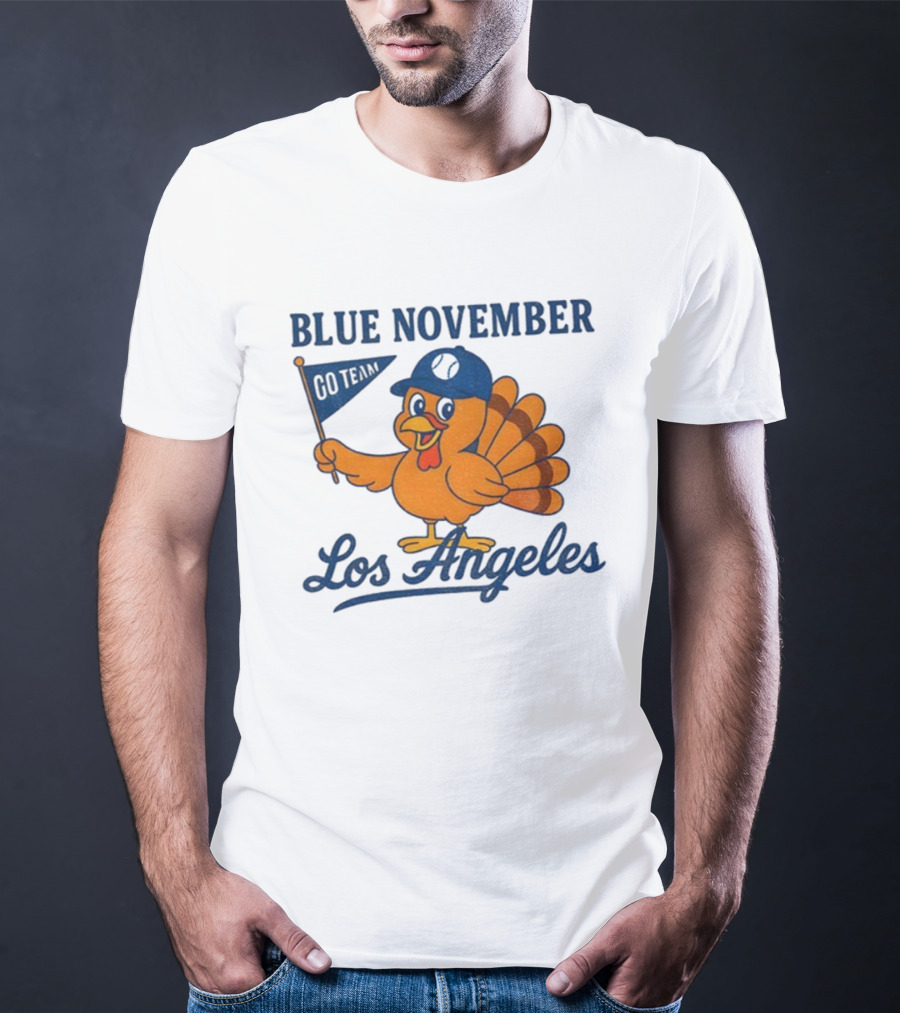 Los Angeles Blue November Thanksgiving Turkey Dodgers Baseball T-Shirt