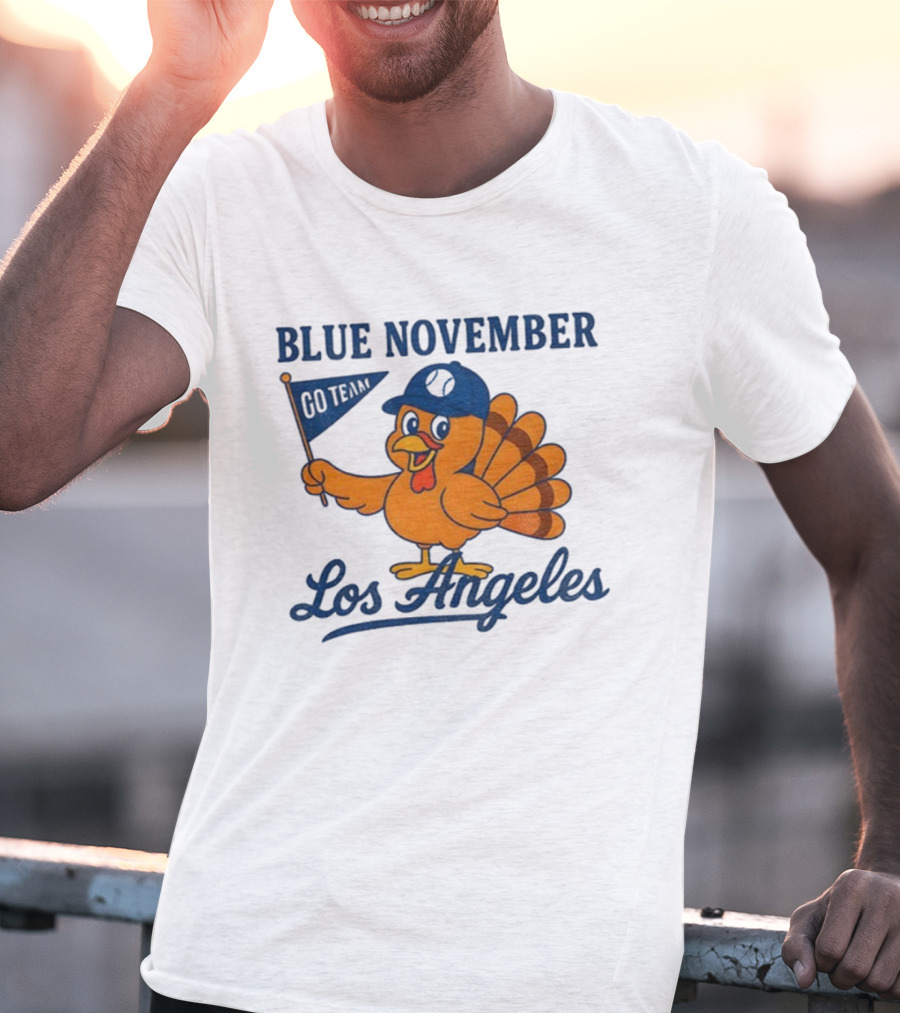 Los Angeles Blue November Thanksgiving Turkey Dodgers Baseball T-Shirt