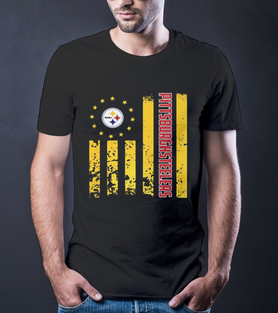 Pittsburgh Steelers American Flag NFL Steelmark Stars Stripes T-Shirt