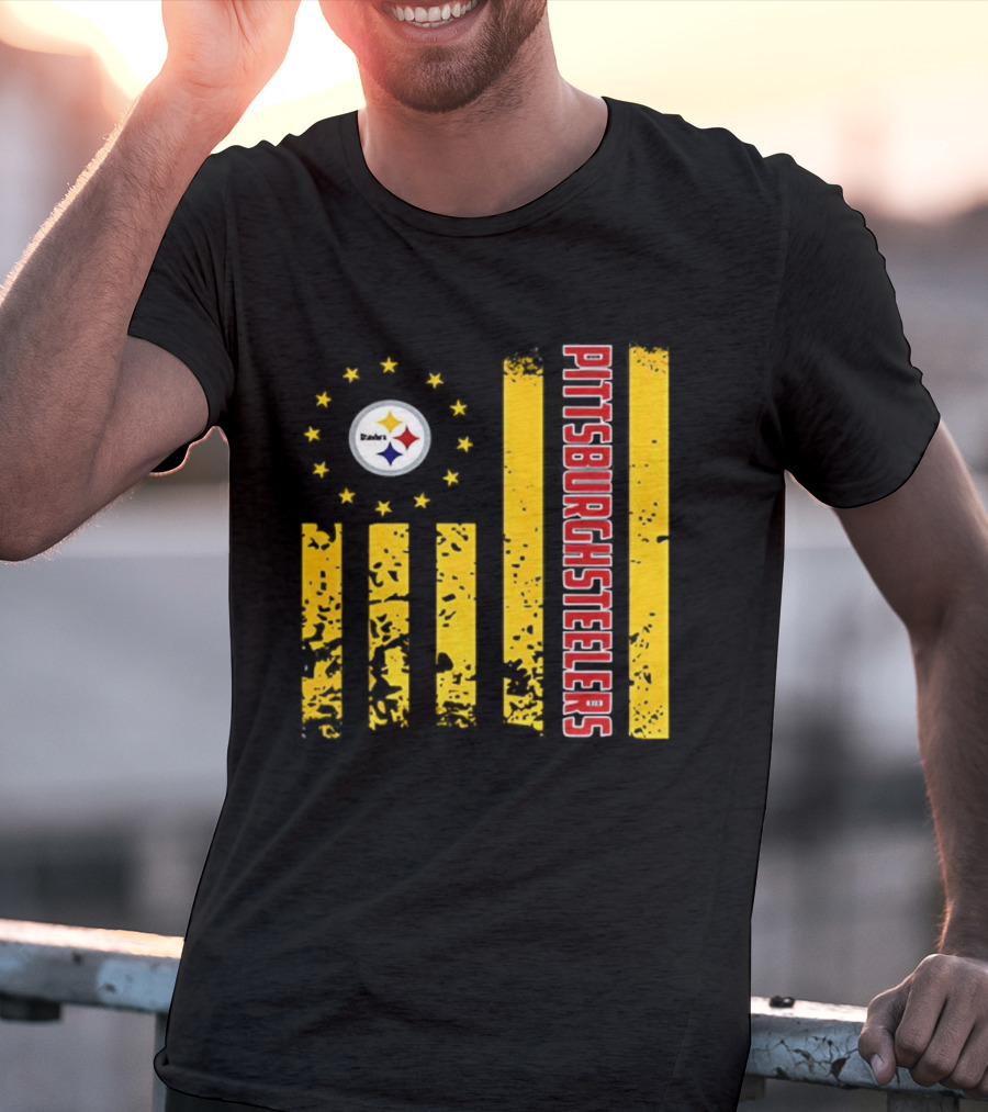 Pittsburgh Steelers American Flag NFL Steelmark Stars Stripes T-Shirt