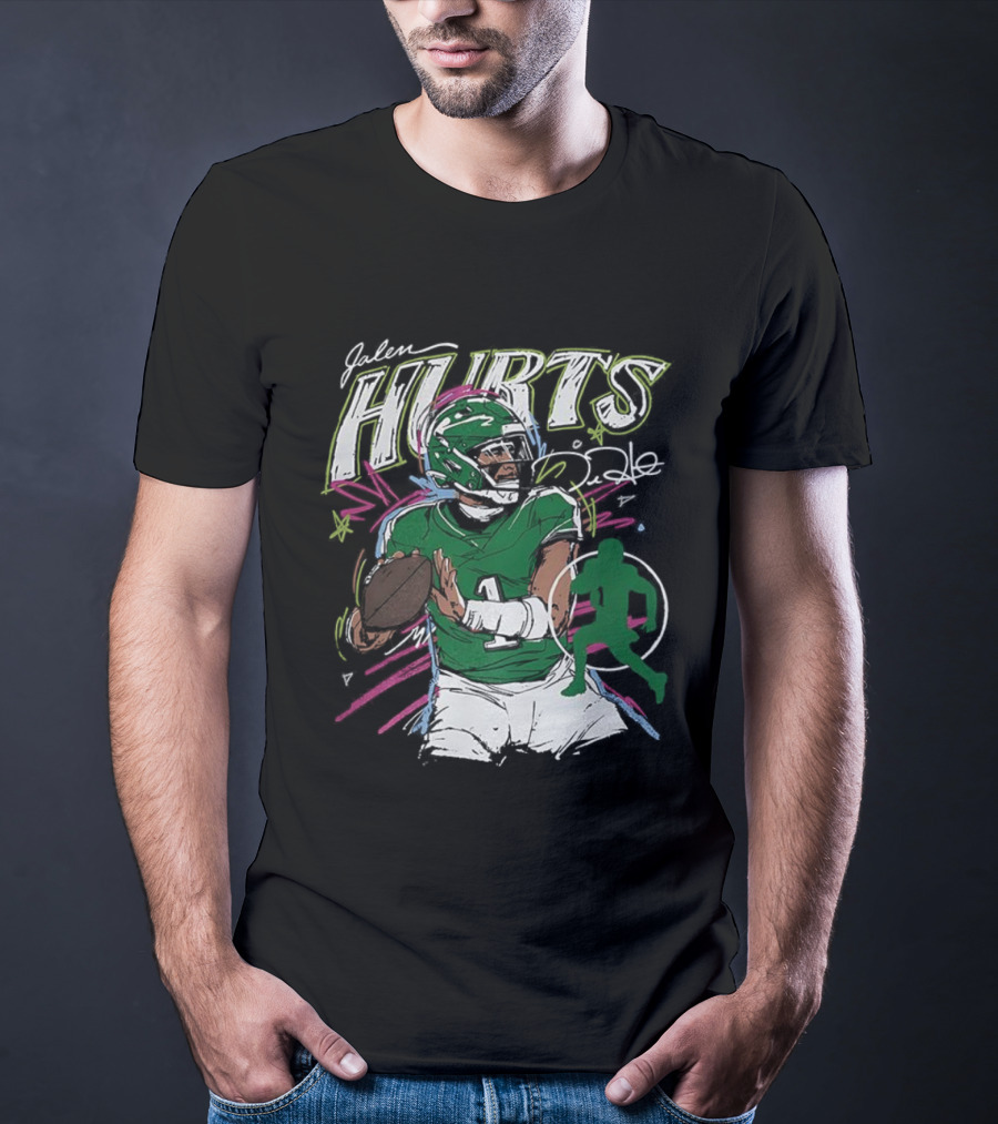 Jalen Hurts Philadelphia Eagles Football Scribble Signature Art Style T-Shirt