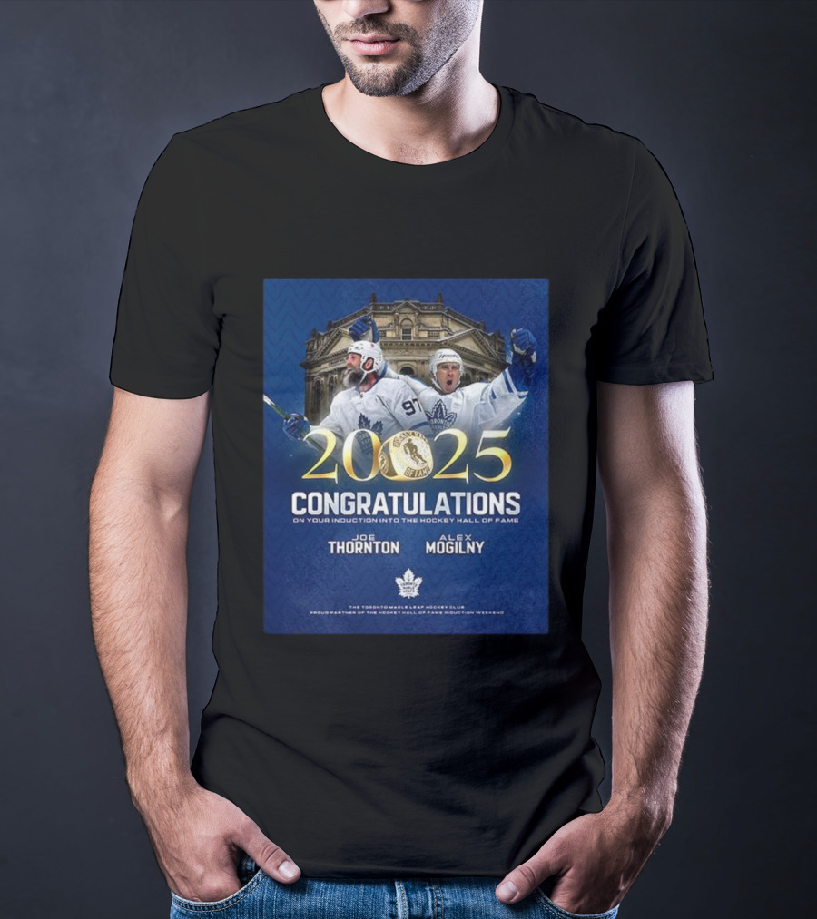 Joe Thornton Alex Mogilny 2025 Hockey Hall Of Fame Induction Toronto Maple Leafs Celebration T-Shirt