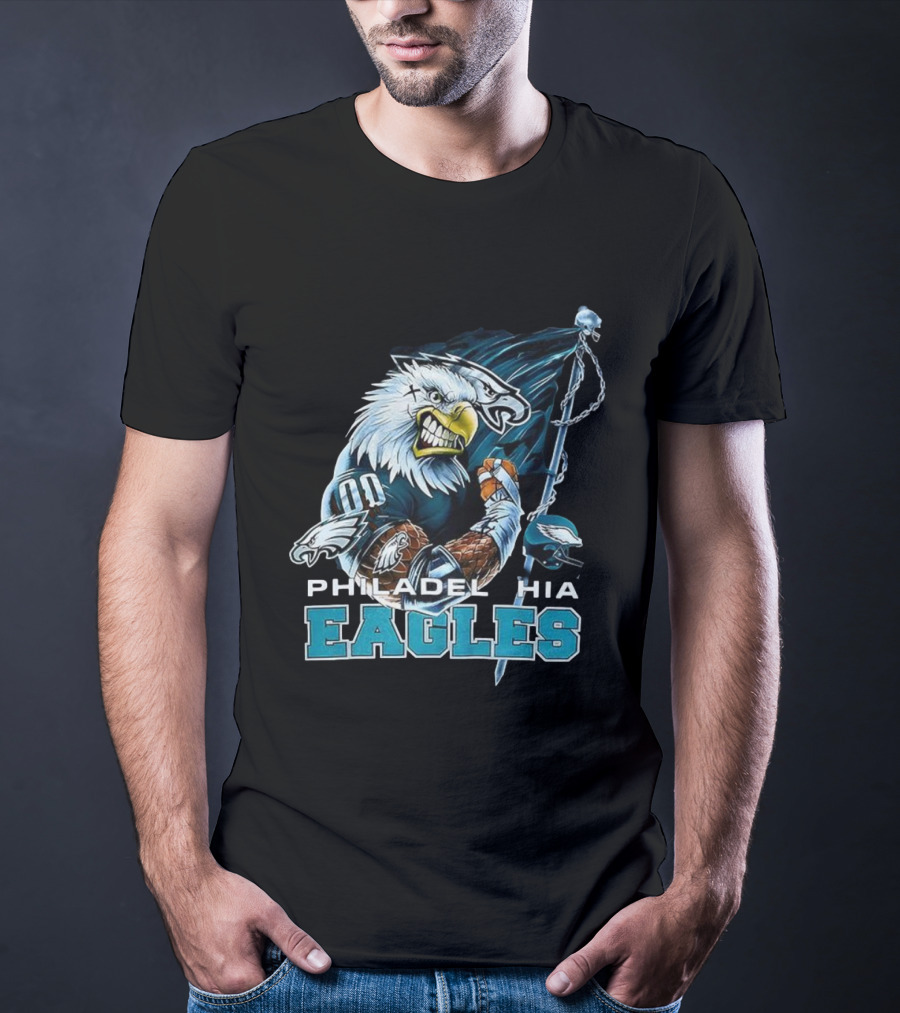 Philadelphia Eagles Vintage 2000s Football Mascot Flag T-Shirt