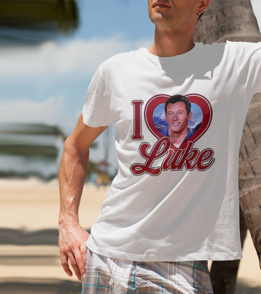I Love Luke Heart Photo Mountain Background T-Shirt