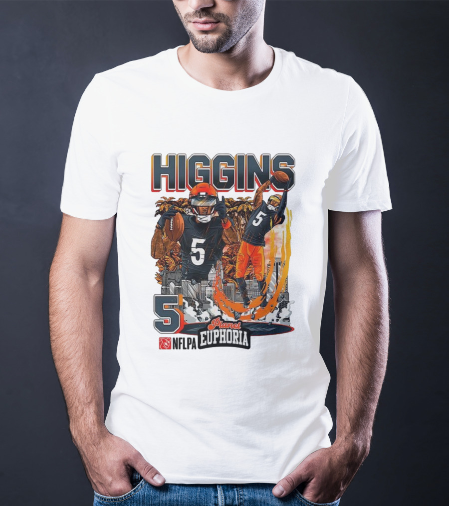 Higgins Cincinnati Number 5 Planet Euphoria Skyline Football T-Shirt