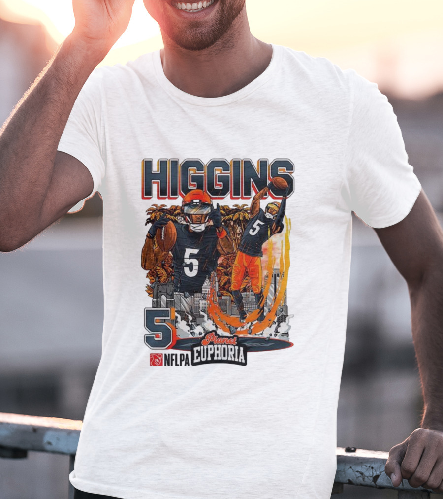 Higgins Cincinnati Number 5 Planet Euphoria Skyline Football T-Shirt