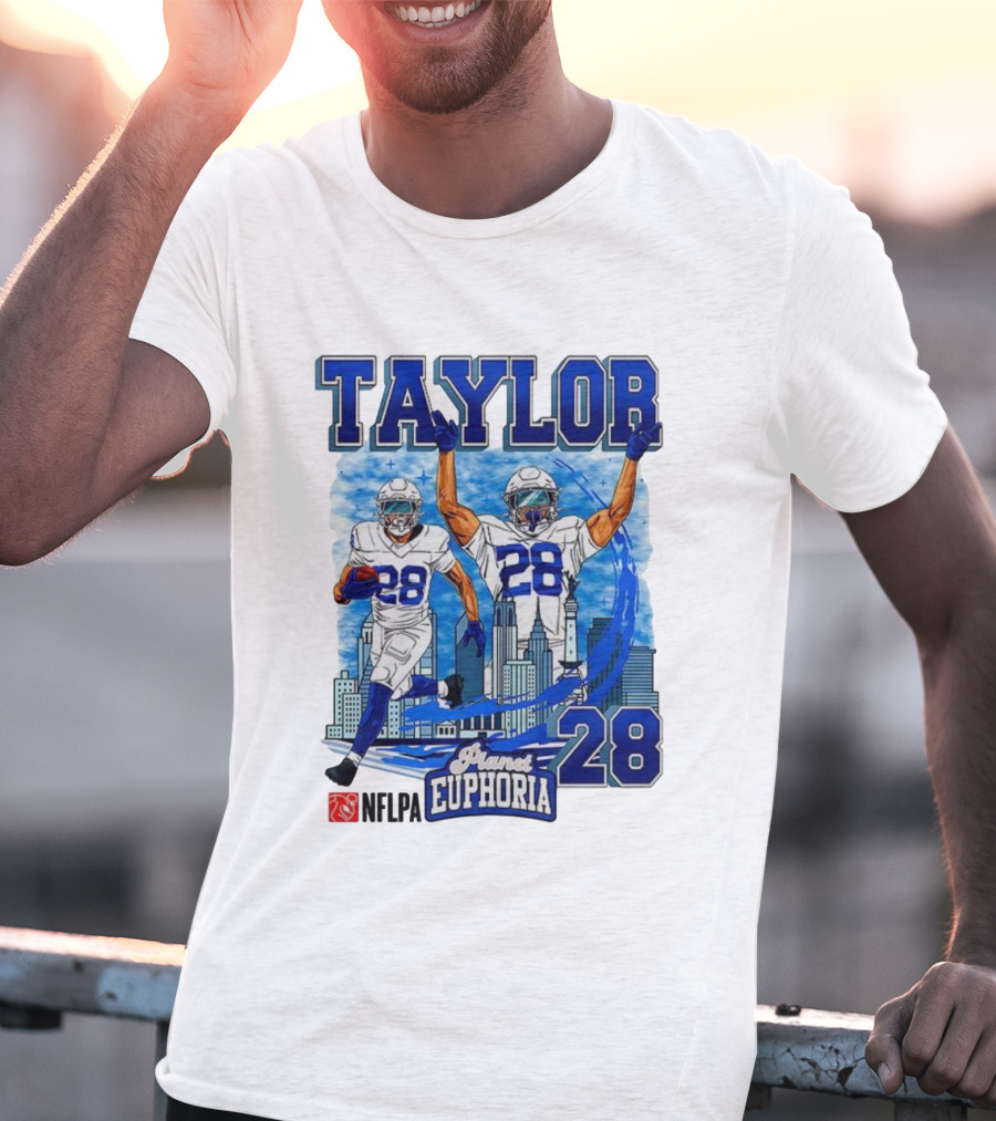 Taylor Indianapolis Planet Euphoria NFLPA Number 28 Skyline T-Shirt