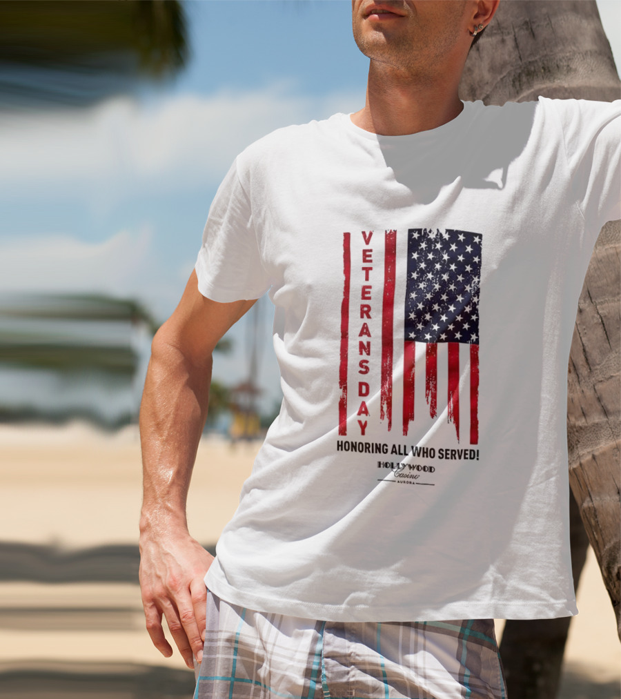 Veterans Day Honoring All Who Served Hollywood Flag Stars And Stripes T-Shirt