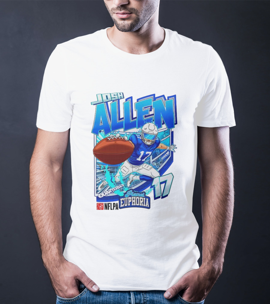 Josh Allen NFLPA Planet Euphoria Quarterback 17 Football Cartoon Gooooo T-Shirt