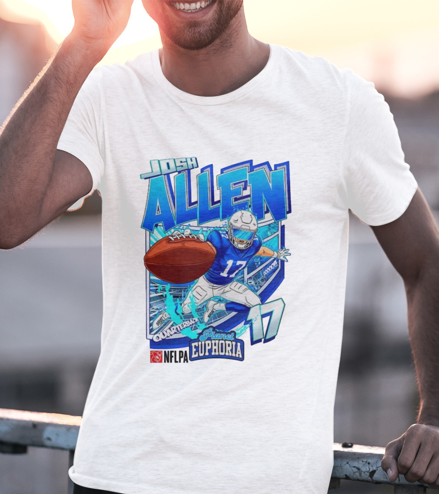 Josh Allen NFLPA Planet Euphoria Quarterback 17 Football Cartoon Gooooo T-Shirt