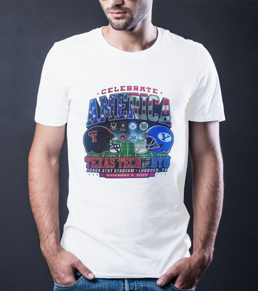 Texas Tech Vs BYU Celebrate America November 8 2025 Jones AT&T Stadium Lubbock T-Shirt