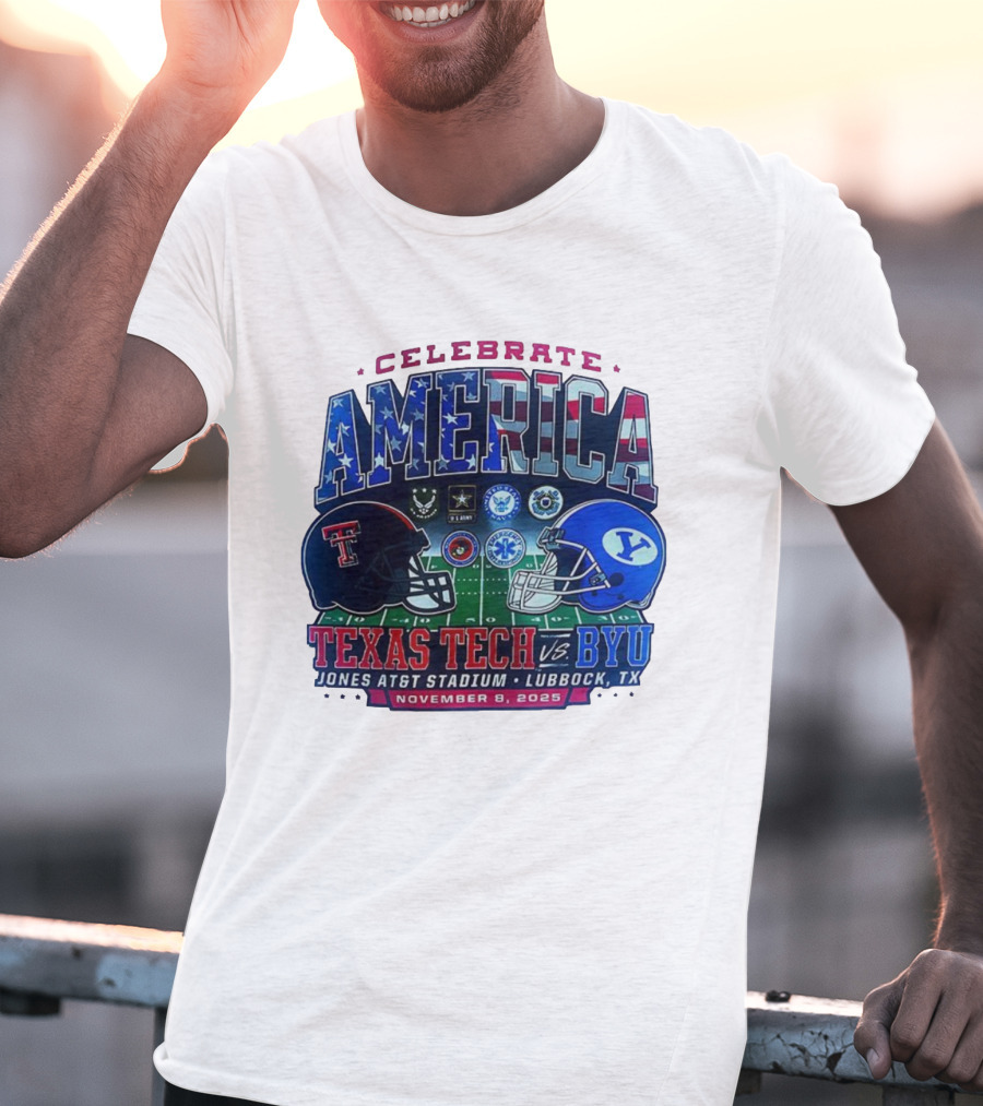 Texas Tech Vs BYU Celebrate America November 8 2025 Jones AT&T Stadium Lubbock T-Shirt