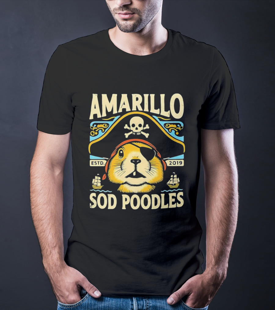 Amarillo Sod Poodles Pirate Prairie Dog Estd 2019 T-Shirt