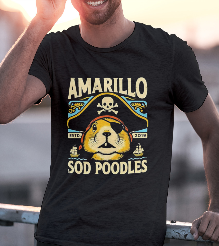Amarillo Sod Poodles Pirate Prairie Dog Estd 2019 T-Shirt