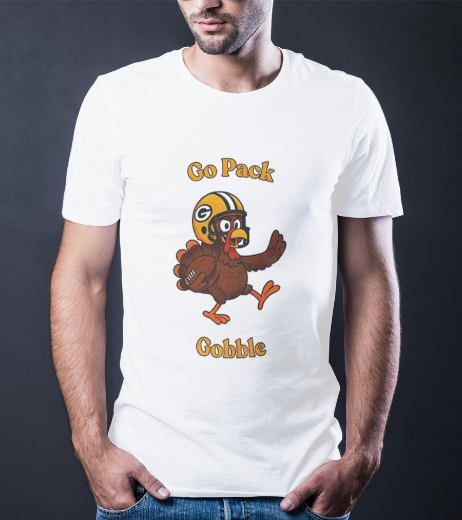 Go Pack Gobble Green Bay Packers Thanksgiving Football Turkey T-Shirt