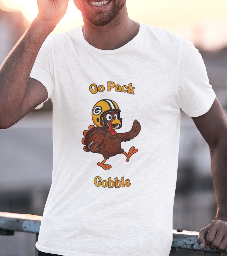 Go Pack Gobble Green Bay Packers Thanksgiving Football Turkey T-Shirt