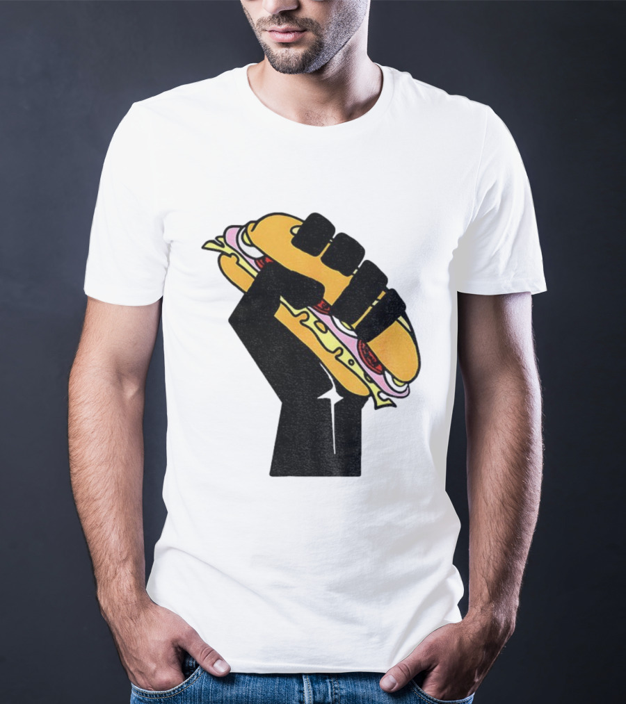 Hoagie Sandwich Guy Black Fist Resist Fascism Anti Trump Iconic Symbol T-Shirt