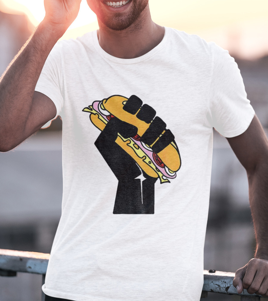 Hoagie Sandwich Guy Black Fist Resist Fascism Anti Trump Iconic Symbol T-Shirt