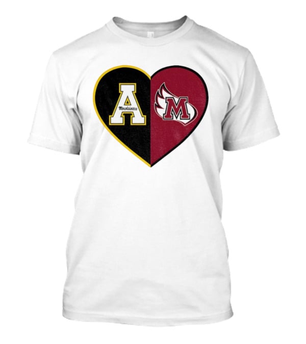 Appalachian State Mountaineers Meredith College Angels Split Heart Personalized T-Shirt