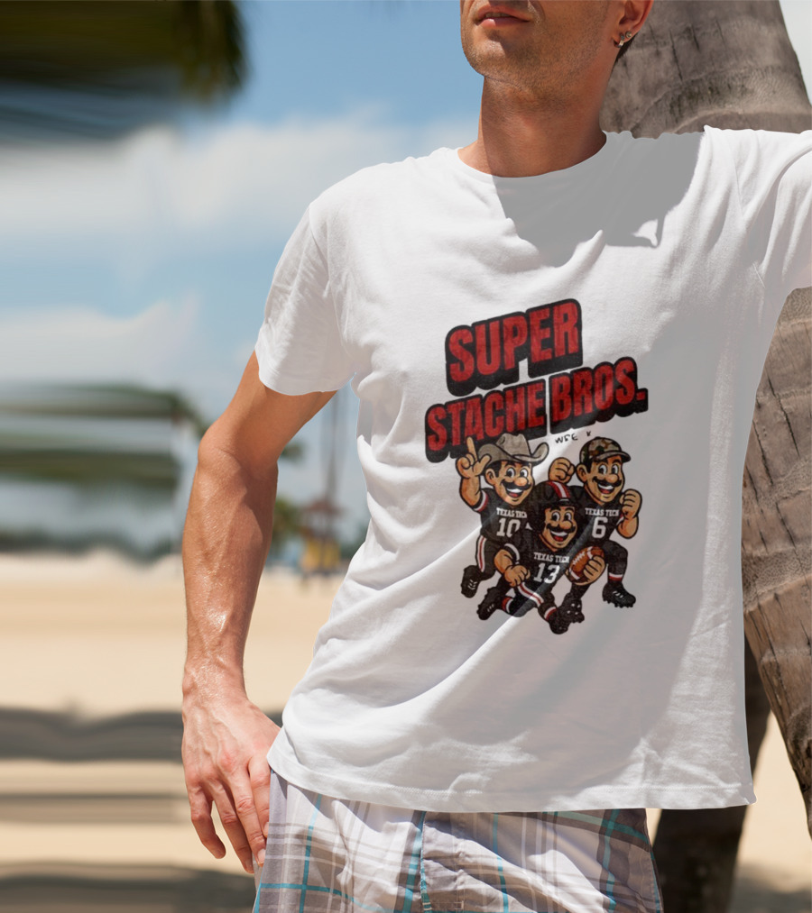 Texas Tech Red Raiders Super Stache Bros Cartoon Football Game Day T-Shirt