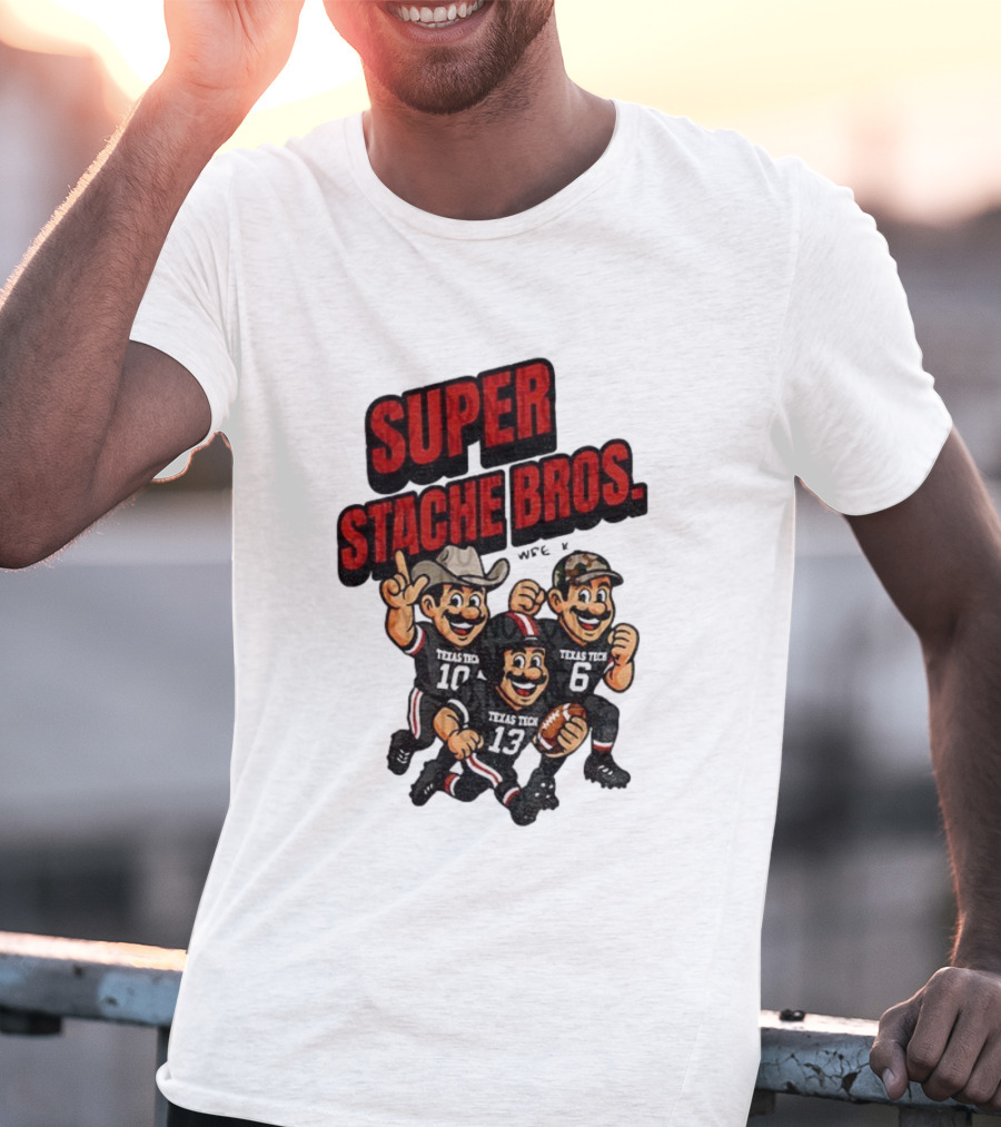 Texas Tech Red Raiders Super Stache Bros Cartoon Football Game Day T-Shirt