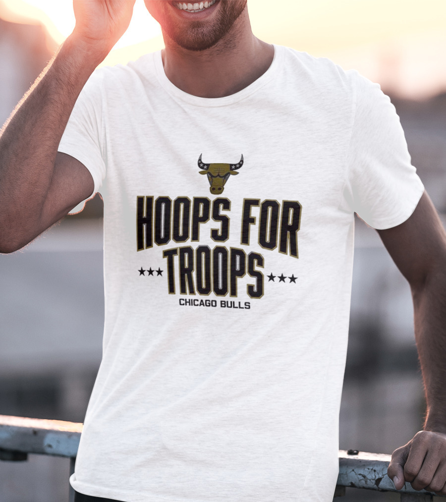 Chicago Bulls Hoops For Troops Bull Head Star Emblem T-Shirt
