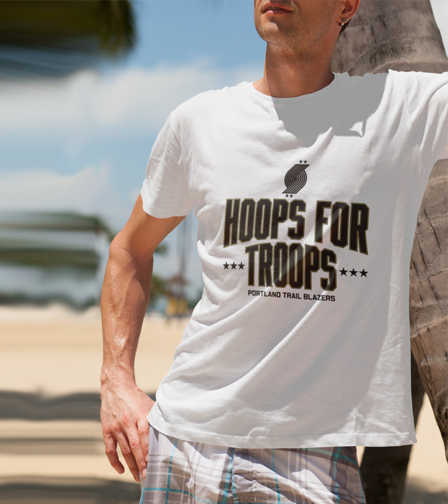 Portland Trail Blazers Hoops For Troops Team Tribute T-Shirt