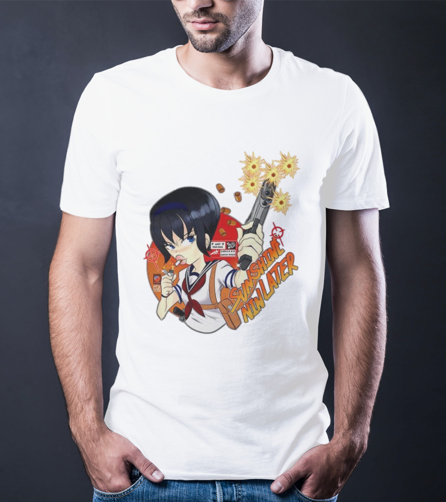 Sunshine Nin Later Anime Character Smoking Gun Action Scene T-Shirt