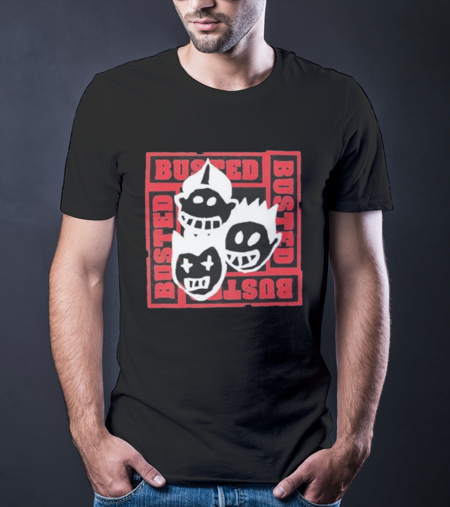Busted Kids Cartoon Logo Red And Black Design T-Shirt