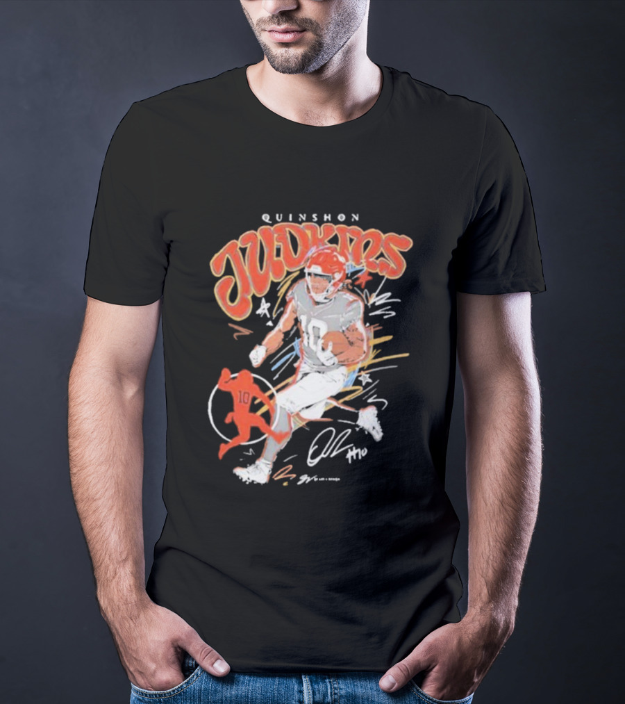 Quinshon Judkins Signature Scribble Art Cleveland Browns Football Number 4 T-Shirt