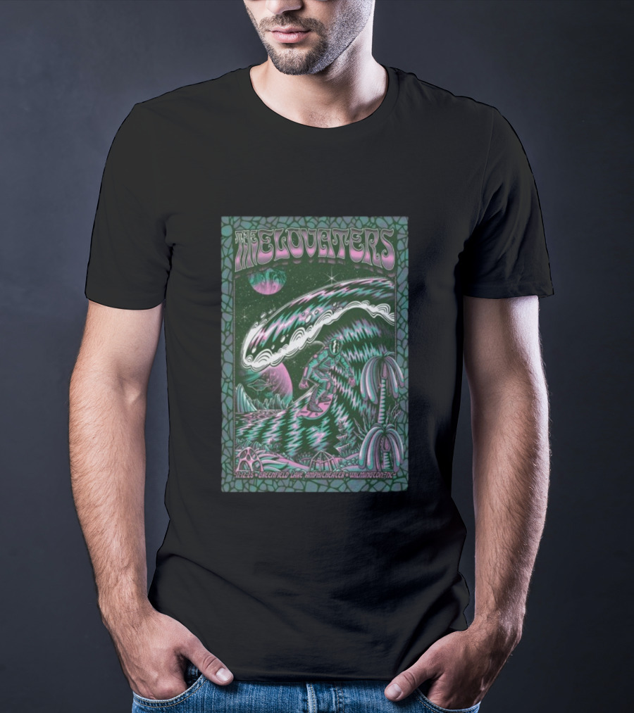 The Elovaters Greenfield Lake Amphitheater Wilmington NC Nov 12 2025 Wave Surf Psychedelic Art T-Shirt