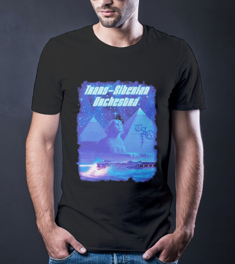 Trans-Siberian Orchestra Sphynx Train Pyramids Lightning Guitar Scene T-Shirt
