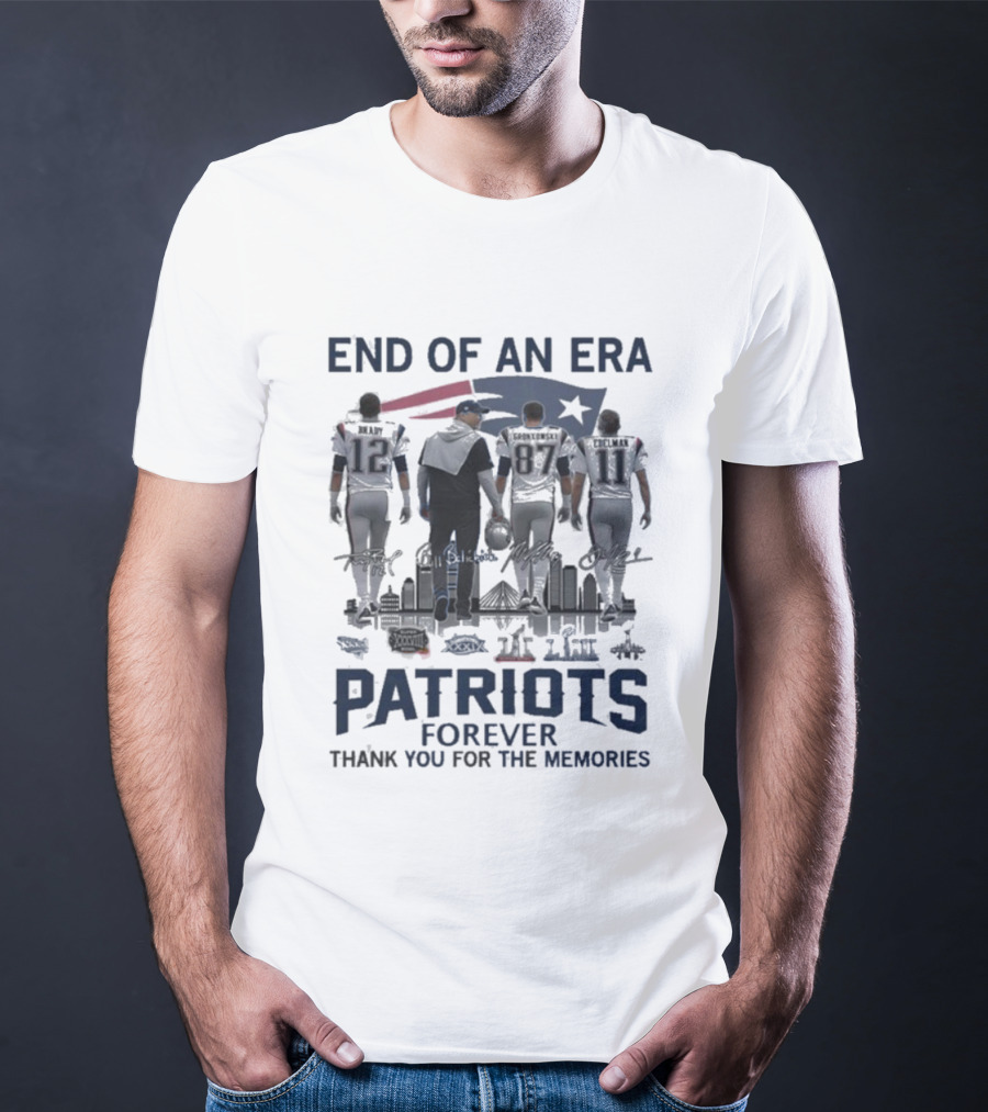 End Of An Era New England Patriots Forever Thank You For The Memories Signatures 12 87 11 T-Shirt