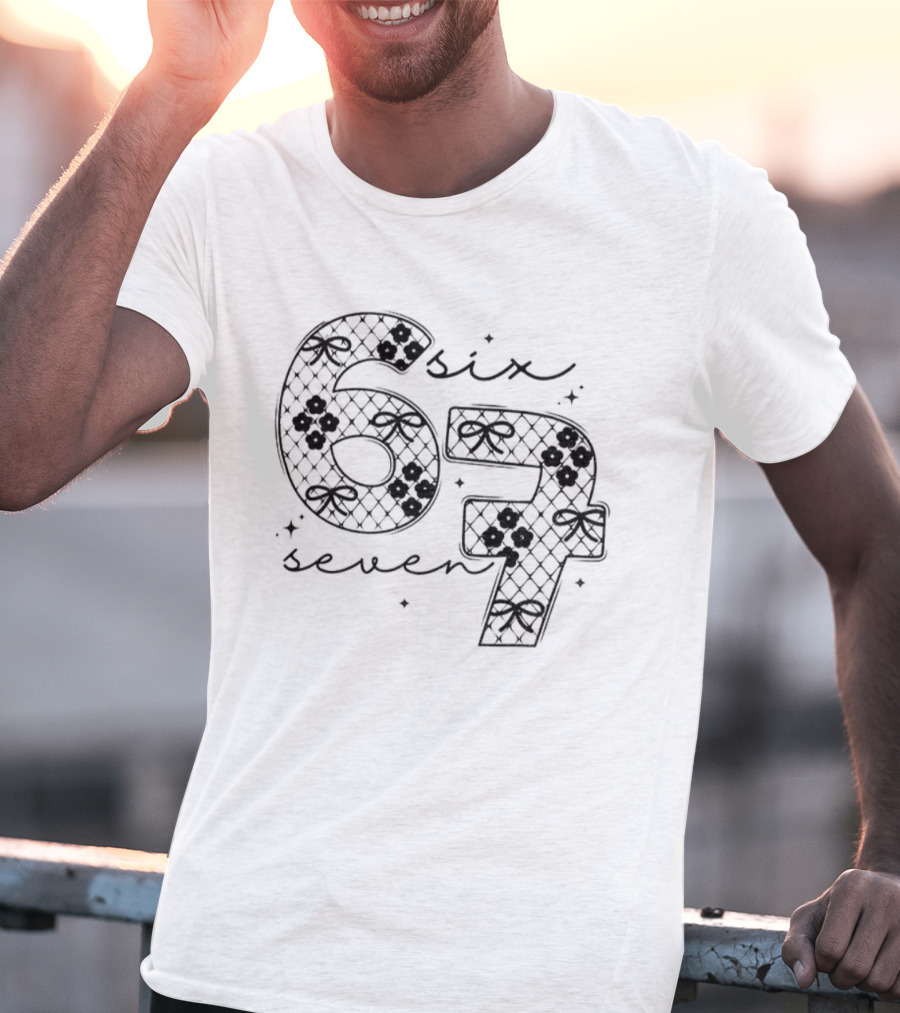 Lace Six Seven Viral 67 Intricate Floral Pattern T-Shirt