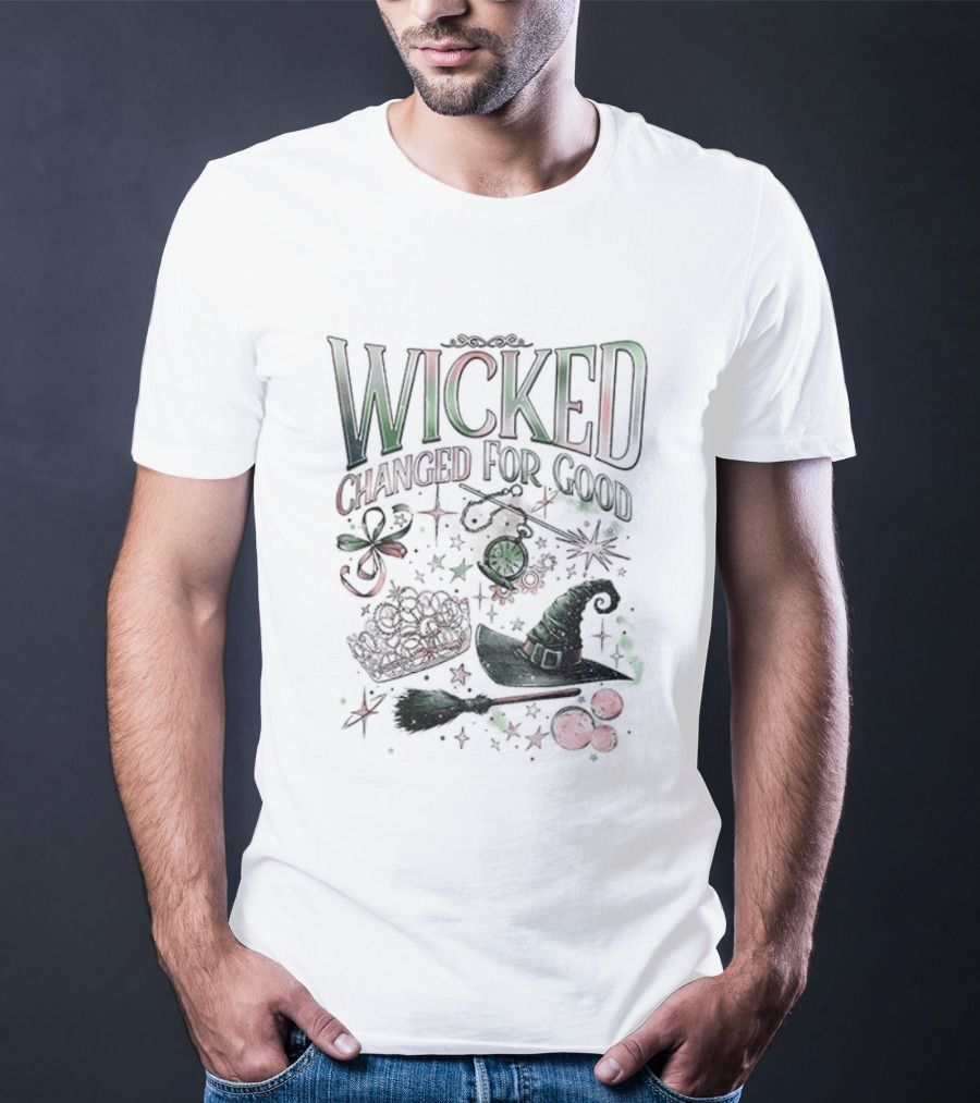 Wicked Changed For Good Defy Gravity Broomstick Magic Wand Halloween T-Shirt