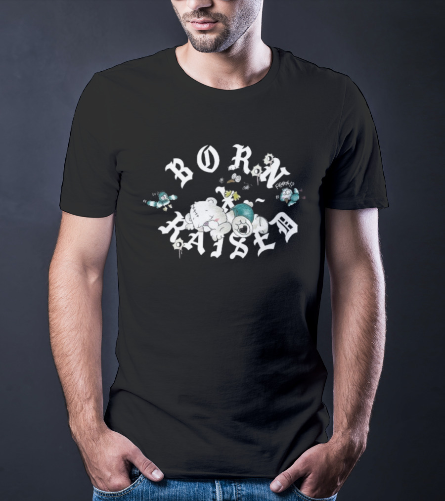 Born X Raised Vargas Rocker Cloudy Sky Letters And Birds T-Shirt