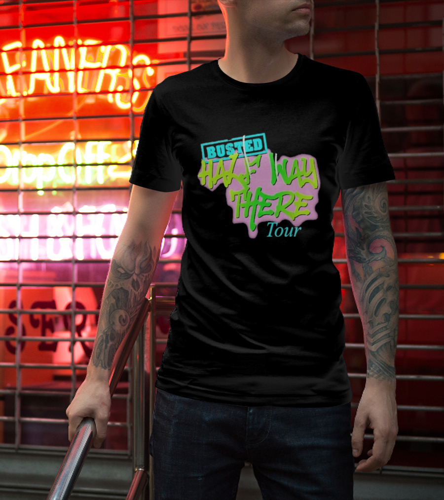 Busted Half Way There Tour Graffiti Neon Style T-Shirt
