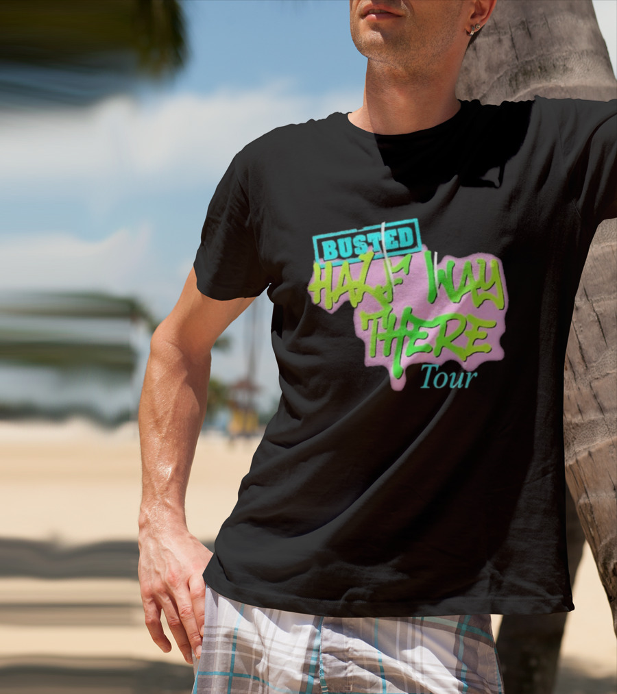 Busted Half Way There Tour Graffiti Neon Style T-Shirt
