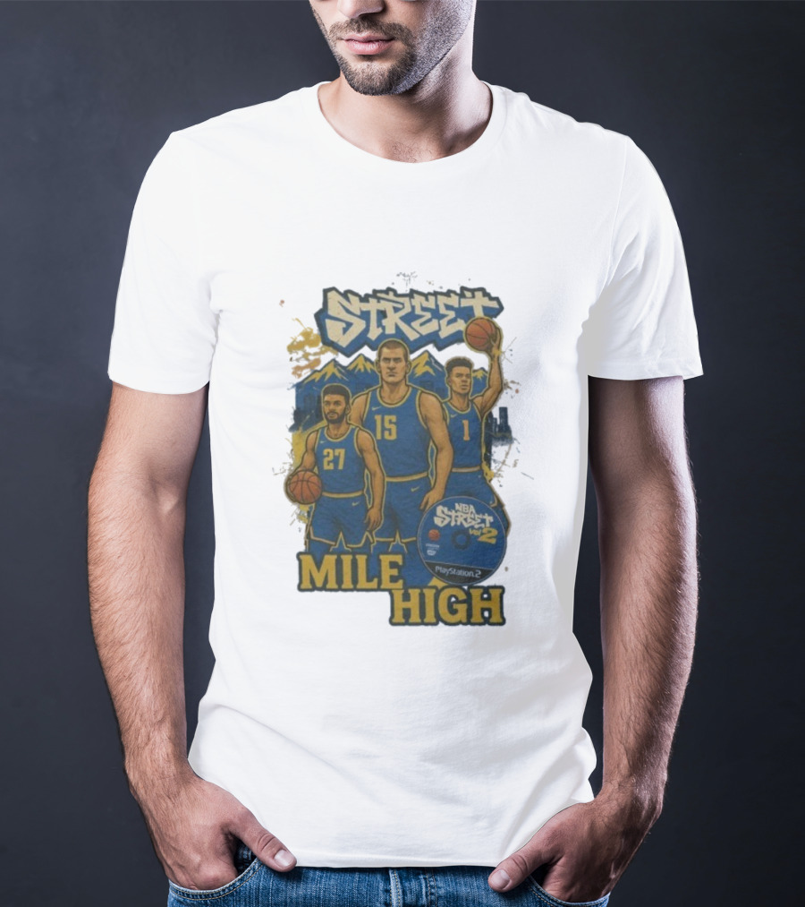 NBA Street Vol 2 Mile High Denver 27 15 Basketball Stars T-Shirt