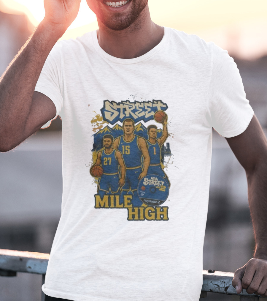 NBA Street Vol 2 Mile High Denver 27 15 Basketball Stars T-Shirt