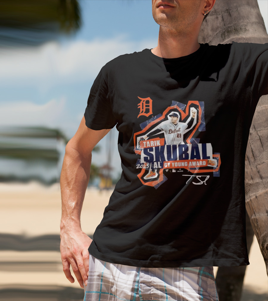 Tarik Skubal Detroit 2025 AL Cy Young Award Tigers Signature T-Shirt