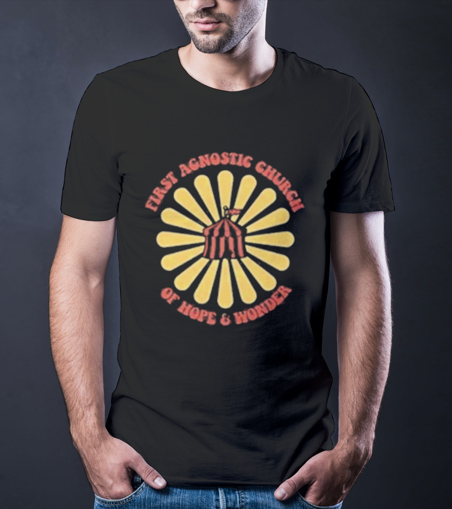 First Agnostic Church Of Hope And Wonder Radiant Sunburst Design T-Shirt