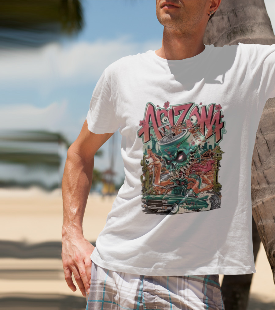 Arizona Evil Green Tea Car Cactus Monster Cartoon T-Shirt