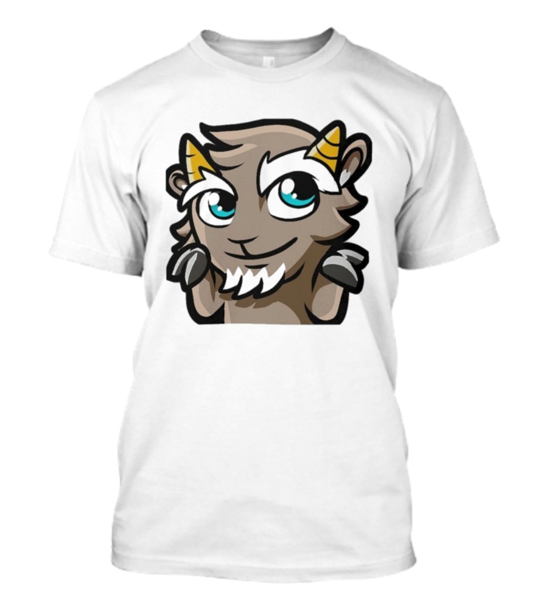 ``` Cliffy Shrug Cartoon Goat With Horns And Blue Eyes ``` T-Shirt