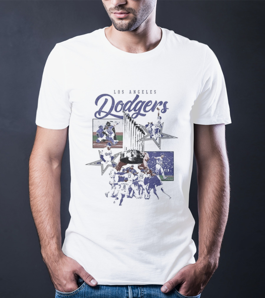 Los Angeles Dodgers World Series Champions Stars Montage T-Shirt