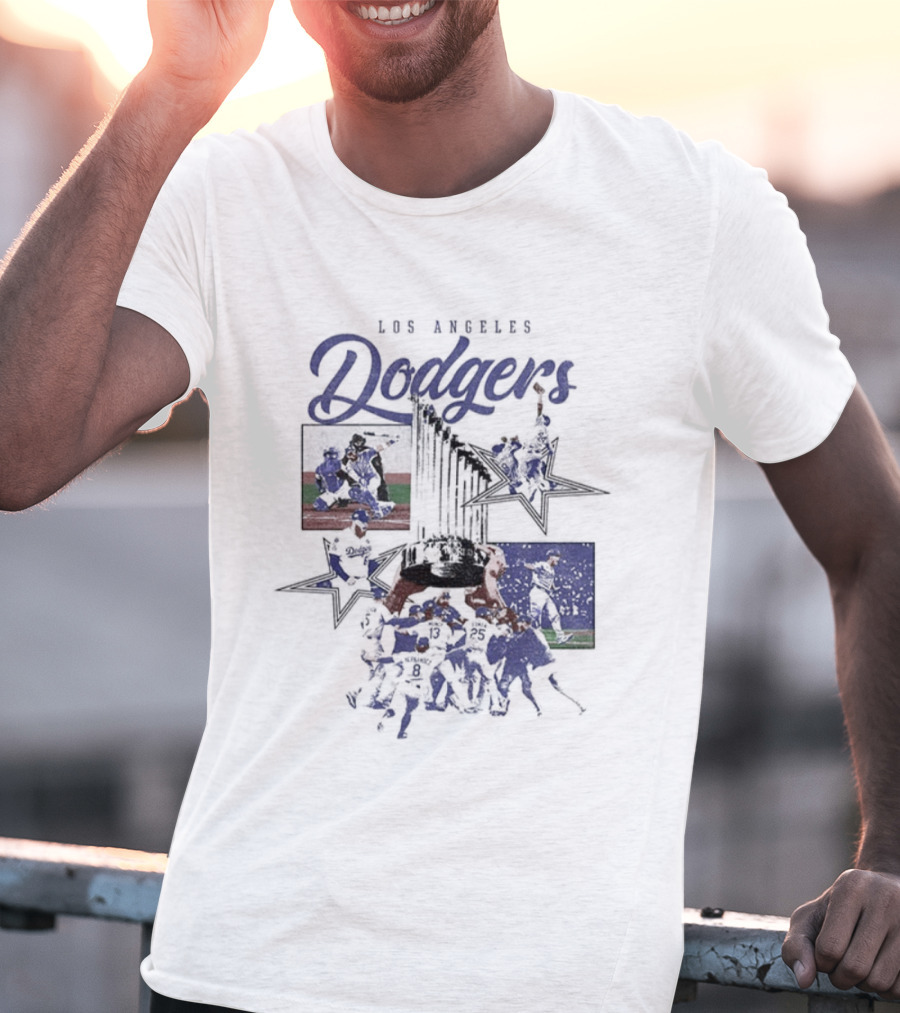 Los Angeles Dodgers World Series Champions Stars Montage T-Shirt