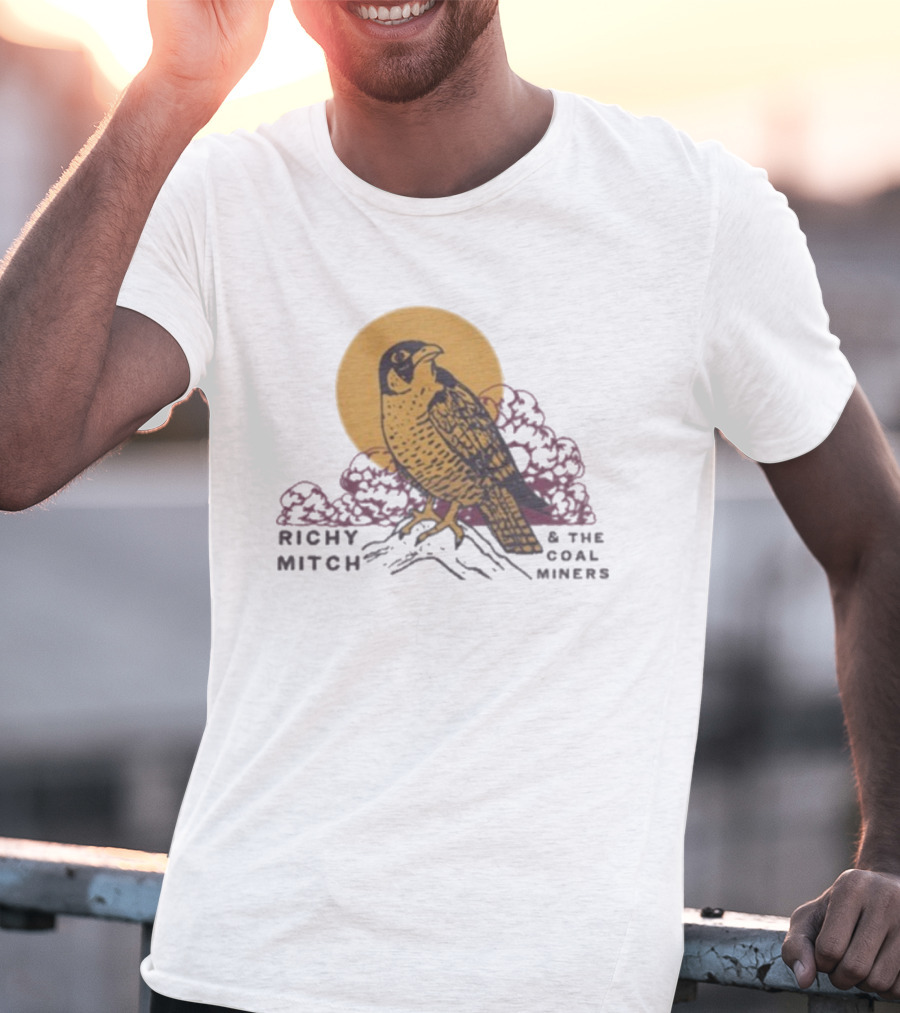 Richy Mitch And The Coal Miners Falcon Drawing And Sunset Scene T-Shirt