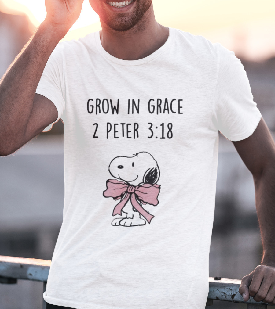 Snoopy Peanuts Grow In Grace 2 Peter 3:18 T-Shirt